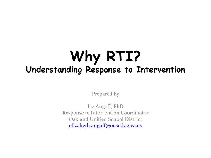 why rti understanding response to intervention
