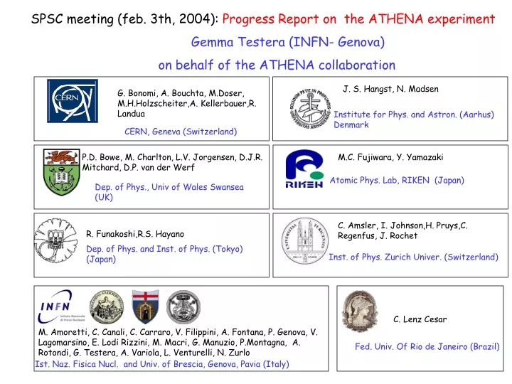 spsc meeting feb 3th 2004 progress report