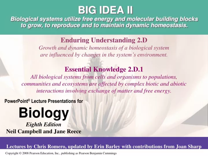 big idea ii biological systems utilize free