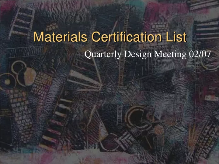 materials certification list