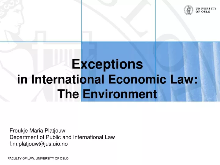 exceptions in international economic law the environment