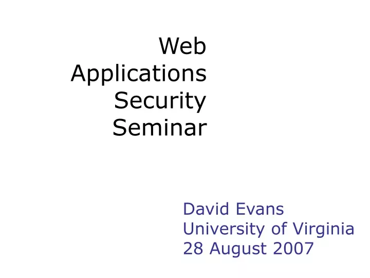 web applications security seminar