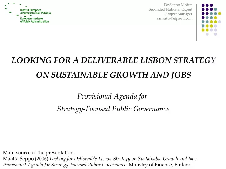 looking for a deliverable lisbon strategy