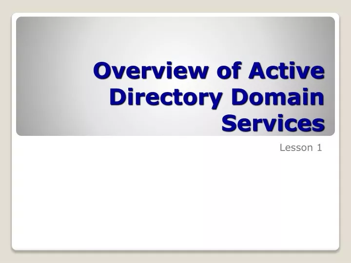 overview of active directory domain services