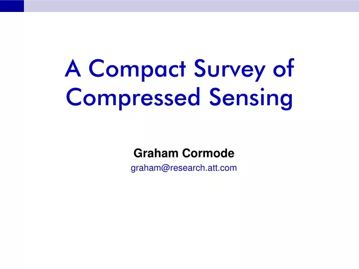 a compact survey of compressed sensing