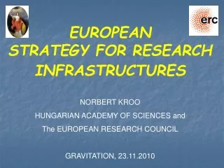 EUROPEAN         STRATEGY FOR RESEARCH  INFRASTRUCTURE S NORBERT KROO