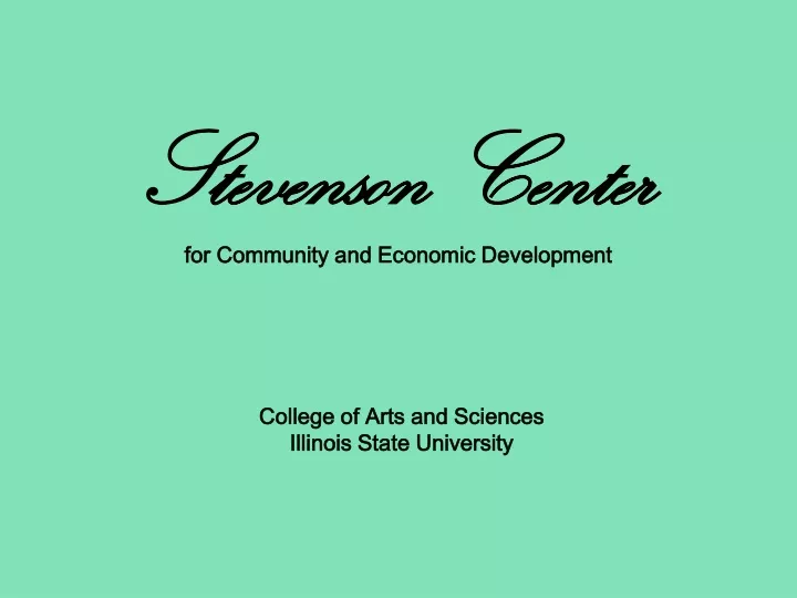 stevenson center for community and economic development