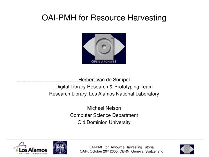oai pmh for resource harvesting