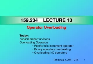 159.234 LECTURE 13