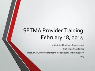 SETMA Provider Training February 18, 2014