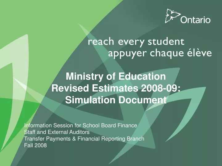 ministry of education revised estimates 2008