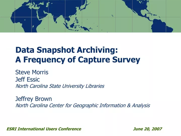 data snapshot archiving a frequency of capture