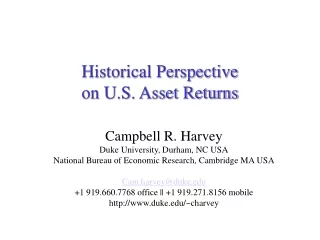 Historical Perspective  on U.S. Asset Returns