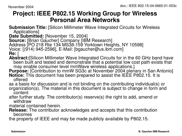 project ieee p802 15 working group for wireless personal area networks