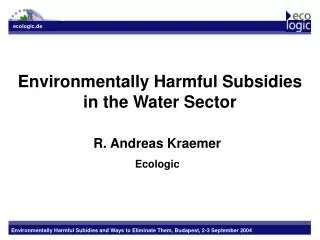 Environmentally Harmful Subsidies in the Water Sector