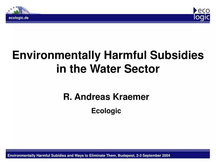 environmentally harmful subsidies in the water