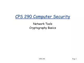CPS 290 Computer Security