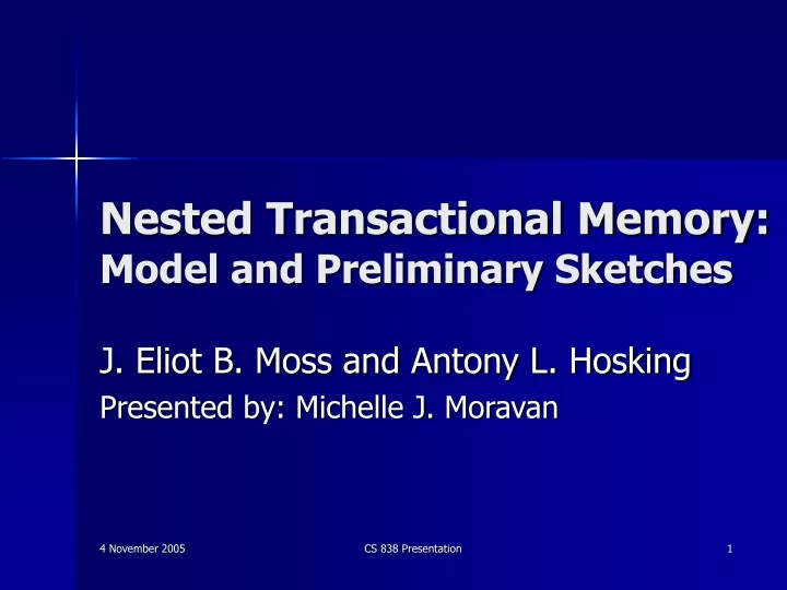 nested transactional memory model and preliminary sketches