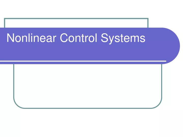 nonlinear control systems