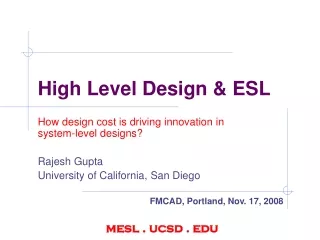 High Level Design &amp; ESL