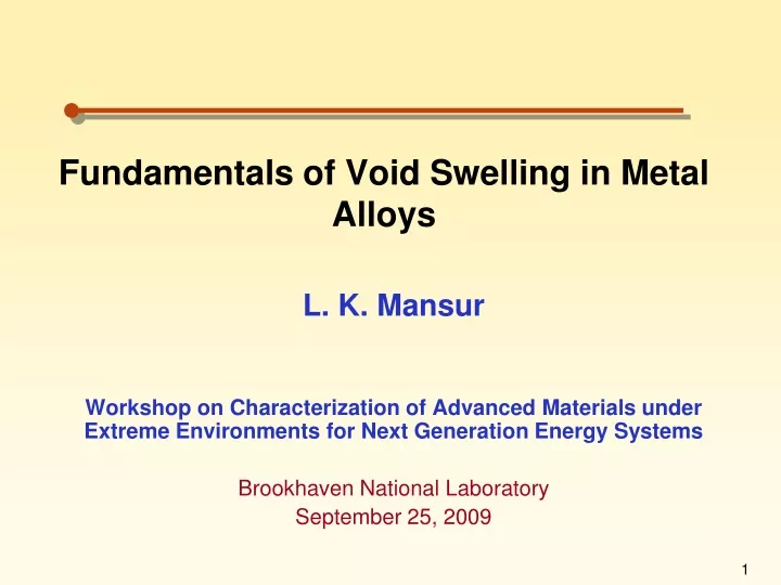 fundamentals of void swelling in metal alloys
