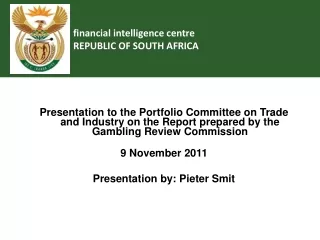 financial intelligence centre REPUBLIC OF SOUTH AFRICA
