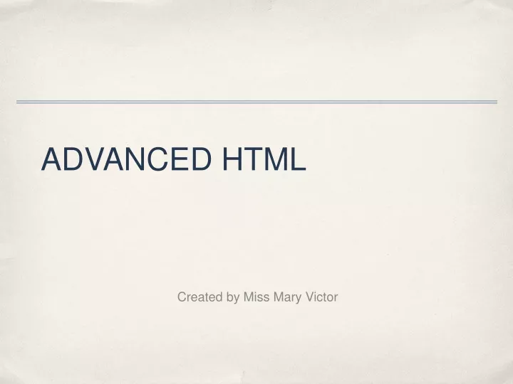 advanced html