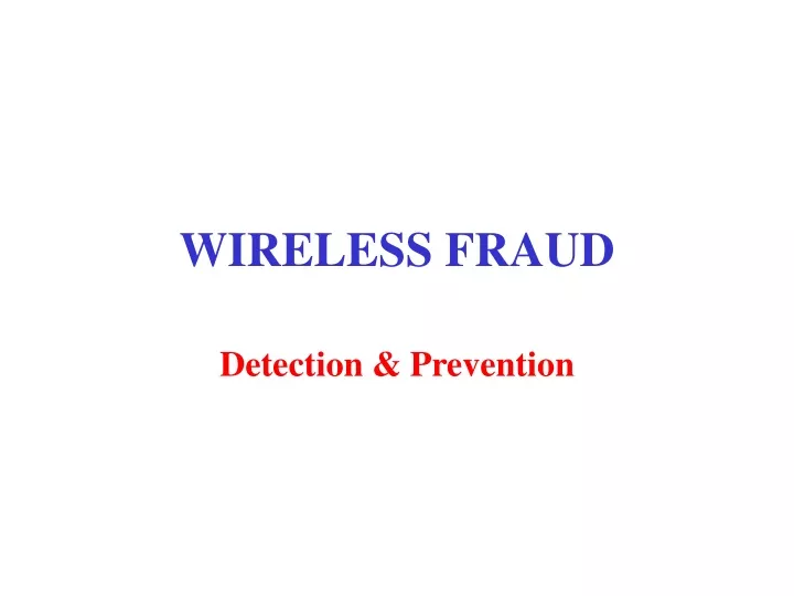 wireless fraud