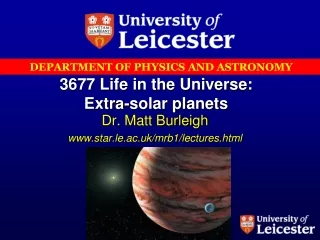 3677 Life in the Universe: Extra-solar planets