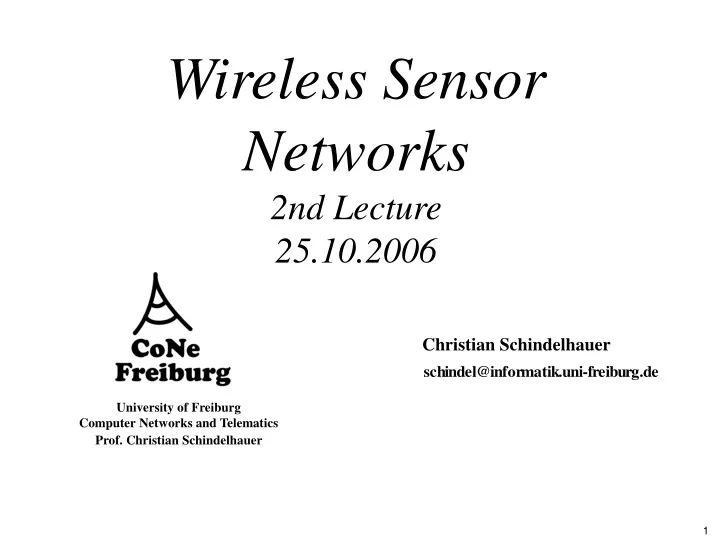 wireless sensor networks 2nd lecture 25 10 2006