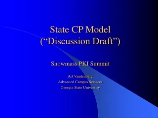 State CP Model (“Discussion Draft”)