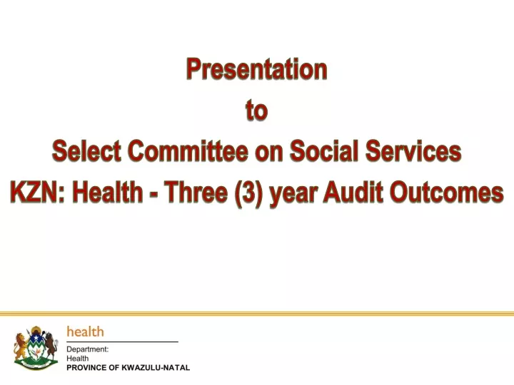 presentation to select committee on social