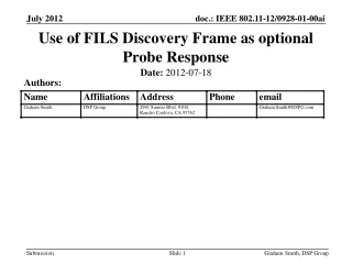 Use of FILS Discovery Frame as optional Probe Response