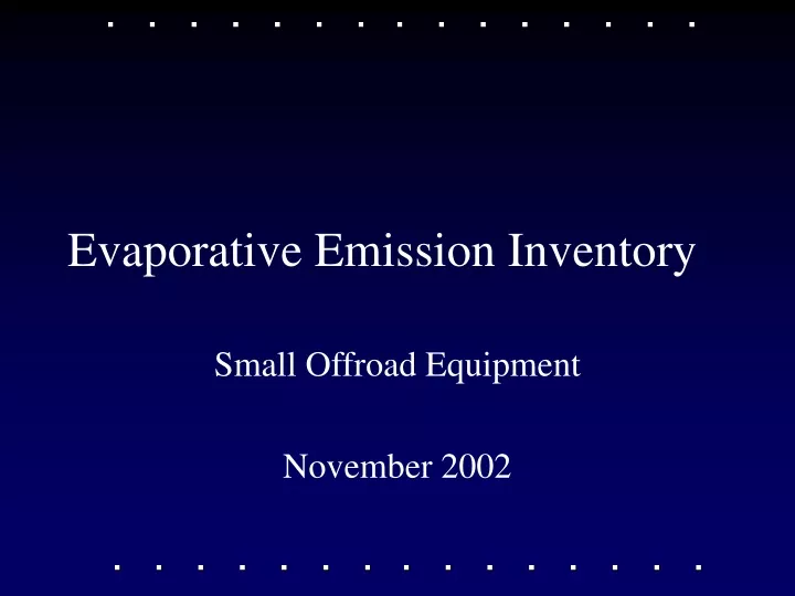 evaporative emission inventory
