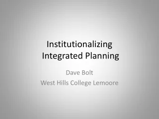 Institutionalizing  Integrated Planning