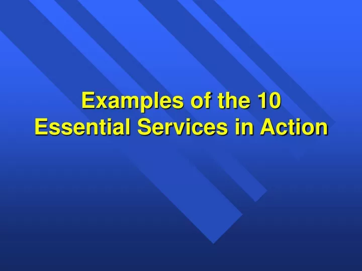 examples of the 10 essential services in action