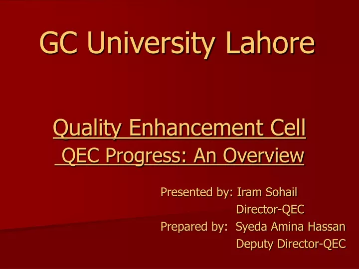quality enhancement cell qec progress an overview