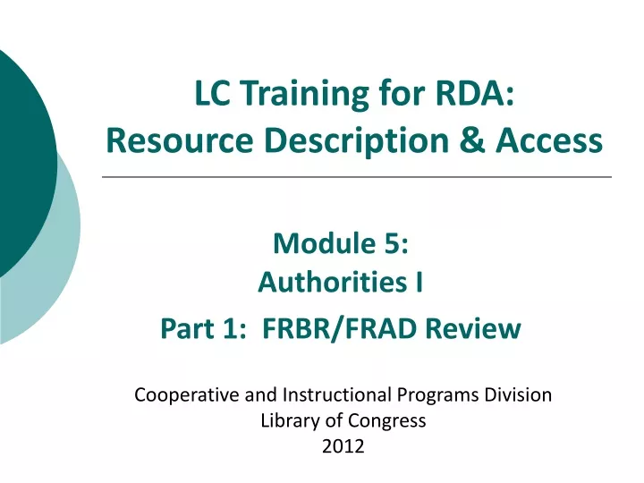 lc training for rda resource description access