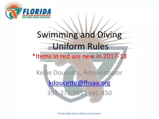 Swimming and Diving   Uniform Rules *Items in red are new in 2017-18