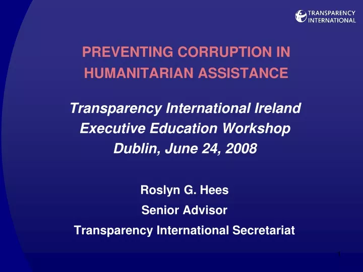 preventing corruption in humanitarian assistance