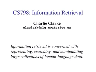 CS798: Information Retrieval