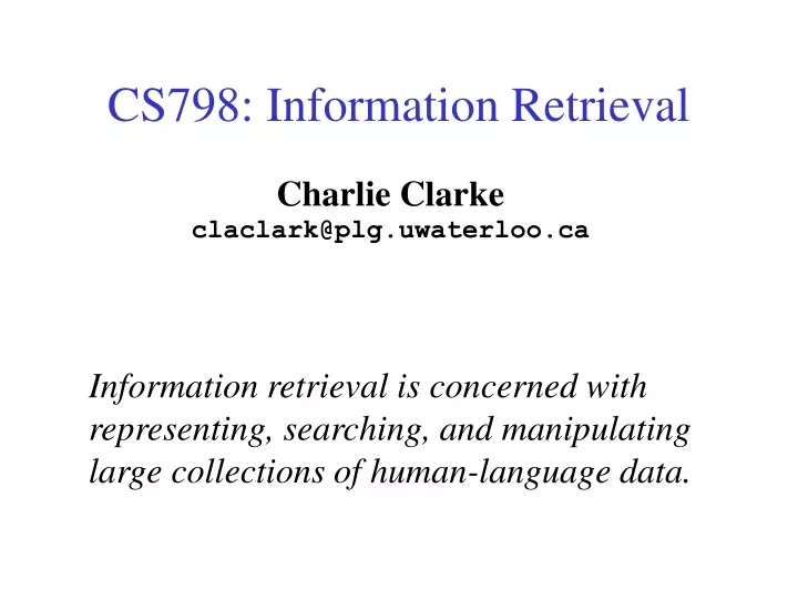 cs798 information retrieval