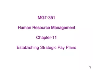 MGT-351 Human Resource Management Chapter-11 Establishing Strategic Pay Plans