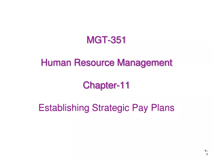 mgt 351 human resource management chapter 11 establishing strategic pay plans