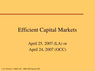 Efficient Capital Markets