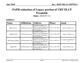 PAPR reduction of Legacy portion of VHT PLCP Preamble
