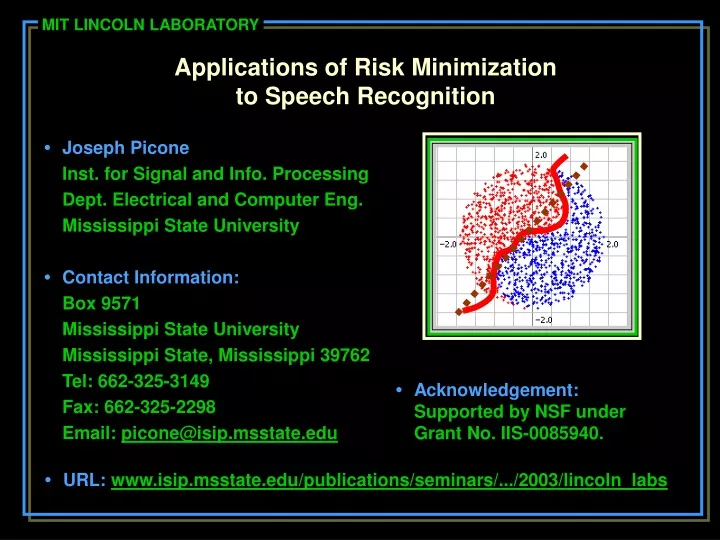 applications of risk minimization to speech recognition