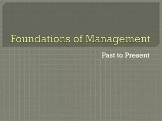 Foundations of Management