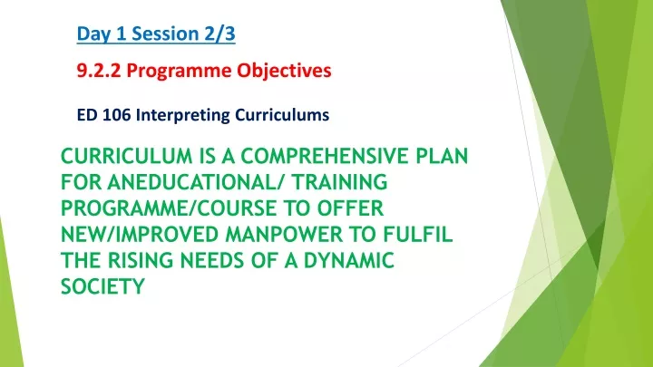 day 1 session 2 3 9 2 2 programme objectives