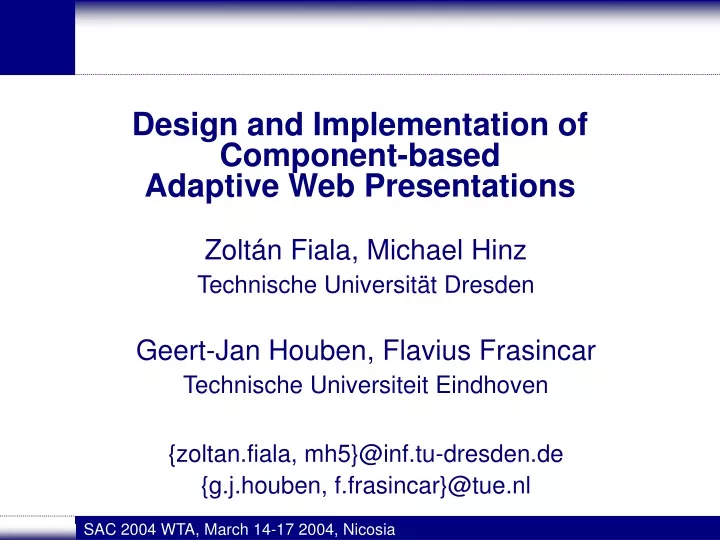 design and implementation of component based adaptive web presentations